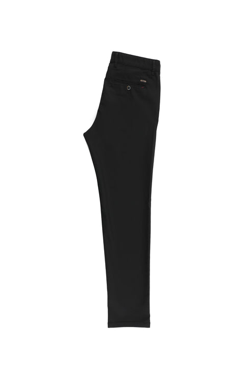 Black Relaxed Fit Stretch Canvas / Chino Trousers