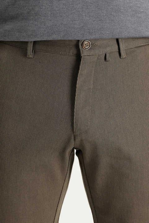 Light Brown Regular Fit Standard Cut Stretchy Canvas / Chino Trousers
