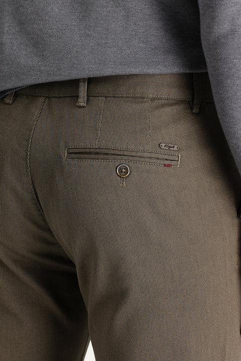Light Brown Regular Fit Standard Cut Stretchy Canvas / Chino Trousers