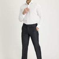 Dark Gray 7 Drop Slim Fit Narrow Cut Patterned Classic Fabric Trousers