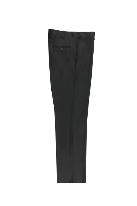 Black 4-Drop Relaxed Fit Casual Cut Classic Wool Fabric Trousers
