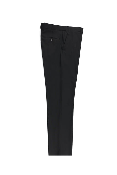 Black 4-Drop Relaxed Fit Casual Cut Classic Wool Fabric Trousers