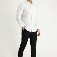 Black 4-Drop Relaxed Fit Casual Cut Classic Wool Fabric Trousers