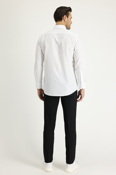 Black 4-Drop Relaxed Fit Casual Cut Classic Wool Fabric Trousers