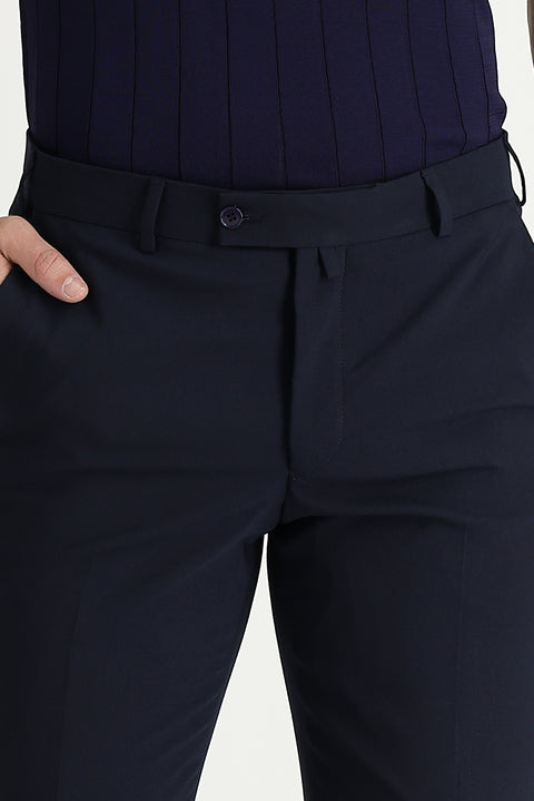 Dark Navy 6 Drop Regular Fit Standard Cut Classic Wool Fabric Trousers