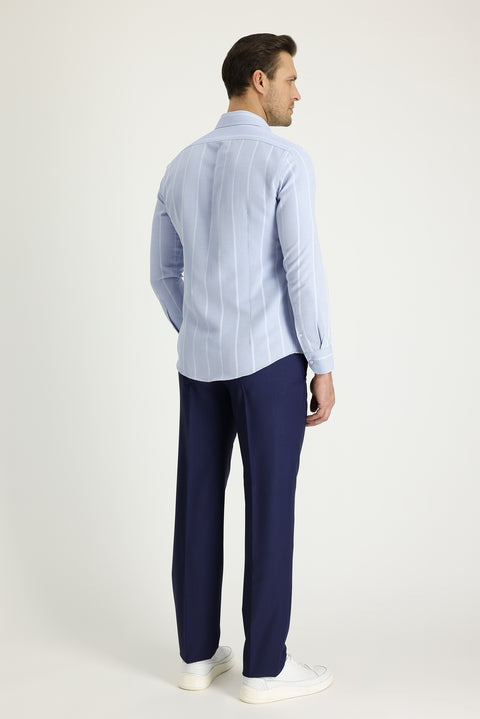 Dark Navy 6 Drop Regular Fit Standard Cut Classic Wool Fabric Trousers