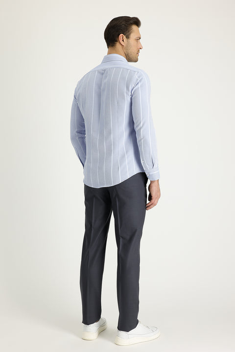 Titanium Grey 7 Drop Slim Fit Narrow Cut Classic Wool Fabric Trousers