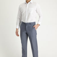 Medium Grey 7 Drop Slim Fit Narrow Cut Classic Wool Fabric Trousers