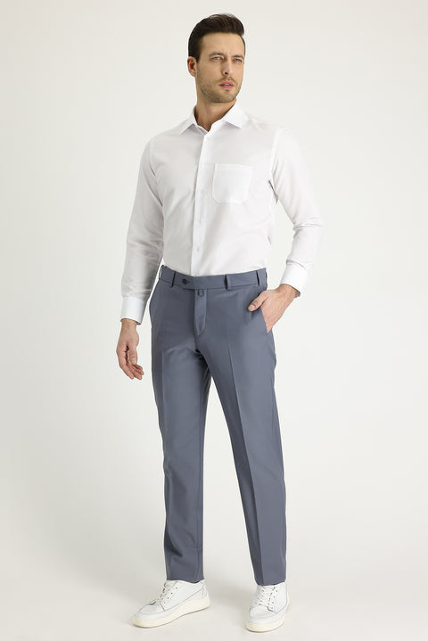 Medium Grey 6 Drop Regular Fit Standard Cut Classic Fabric Wool Trousers