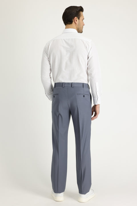 Medium Grey 6 Drop Regular Fit Standard Cut Classic Fabric Wool Trousers