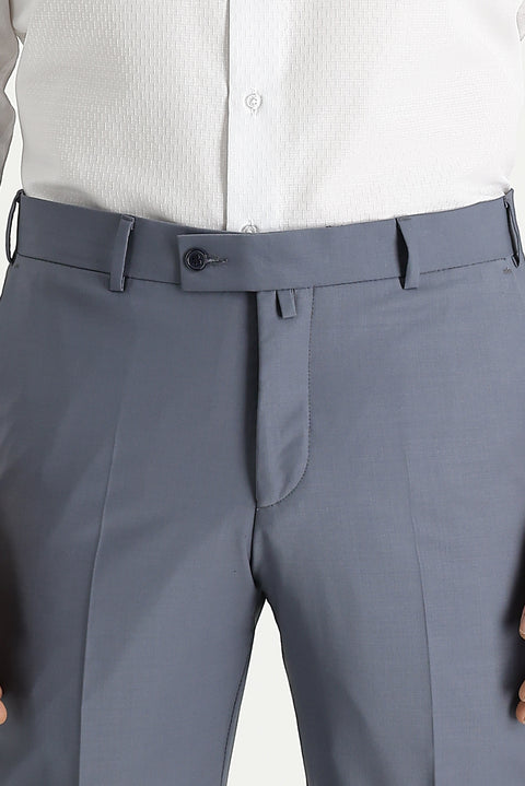 Medium Grey 6 Drop Regular Fit Standard Cut Classic Fabric Wool Trousers