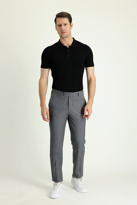 Medium Grey 6 Drop Regular Fit Standard Cut Classic Fabric Wool Trousers