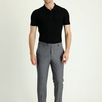 Medium Grey 4 Drop Relaxed Fit Casual Cut Classic Wool Fabric Trousers