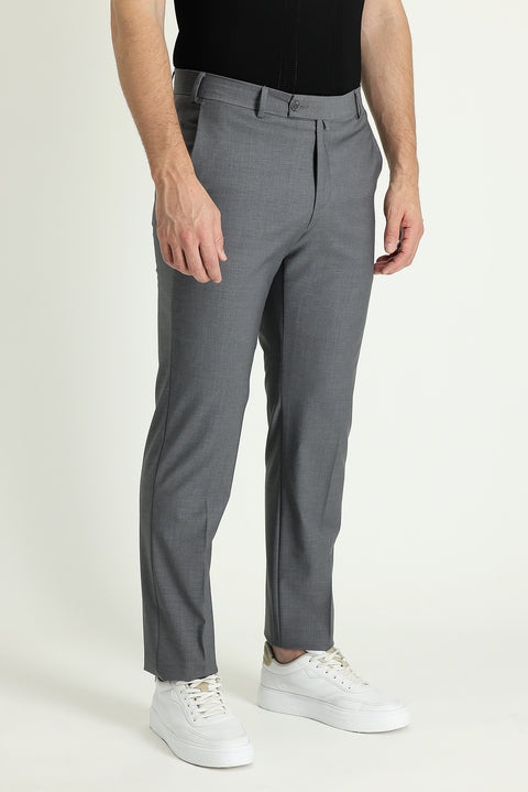 Medium Grey 6 Drop Regular Fit Standard Cut Classic Fabric Wool Trousers