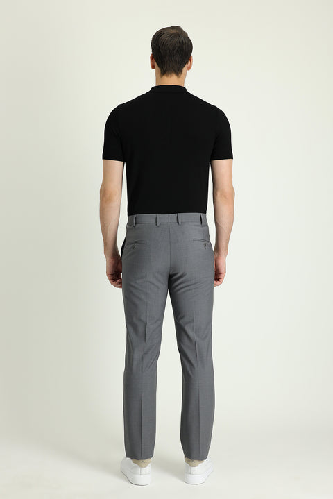 Medium Grey 6 Drop Regular Fit Standard Cut Classic Fabric Wool Trousers
