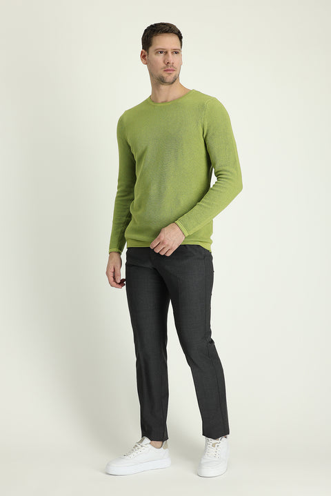 Metallic Grey 6 Drop Regular Fit Standard Cut Classic Fabric Wool Trousers