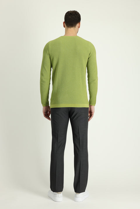 Metallic Grey 6 Drop Regular Fit Standard Cut Classic Fabric Wool Trousers