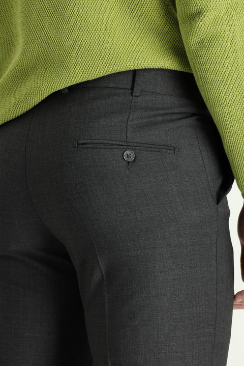 Metallic Grey 6 Drop Regular Fit Standard Cut Classic Fabric Wool Trousers