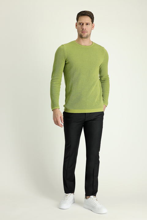 Light Anthracite 4 Drop Relaxed Fit Casual Cut Classic Wool Fabric Trousers