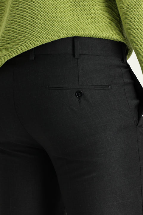 Light Anthracite 7 Drop Slim Fit Narrow Cut Classic Wool Fabric Trousers