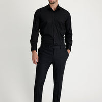 Black 6 Drop Regular Fit Standard Cut Classic Fabric Wool Trousers