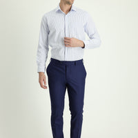 Medium Navy 4 Drop Relaxed Fit Classic Fabric Wool Trousers
