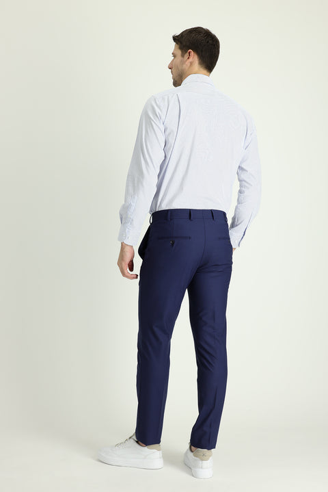 Medium Navy 6 Drop Regular Fit Standard Cut Classic Fabric Wool Trousers