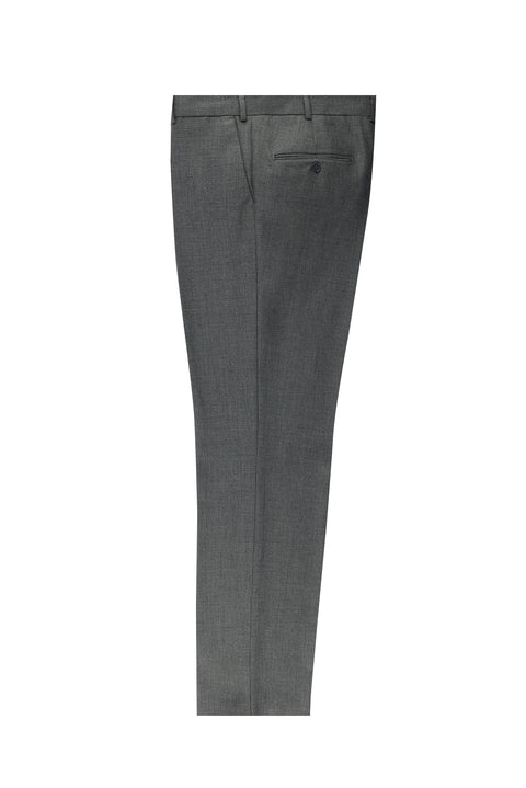Medium Grey 4 Drop Relaxed Fit Casual Cut Classic Wool Fabric Trousers