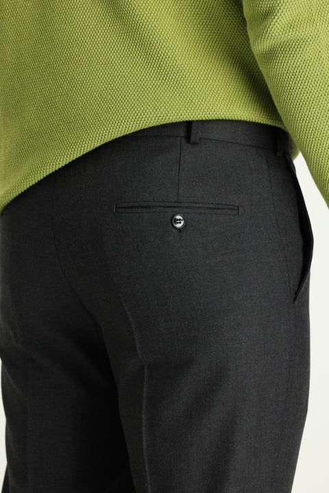 Medium Gray 4-Drop Relaxed Fit Classic Fabric Wool Trousers