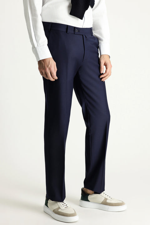 Dark Navy 7 Drop Slim Fit Narrow Cut Classic Wool Fabric Trousers