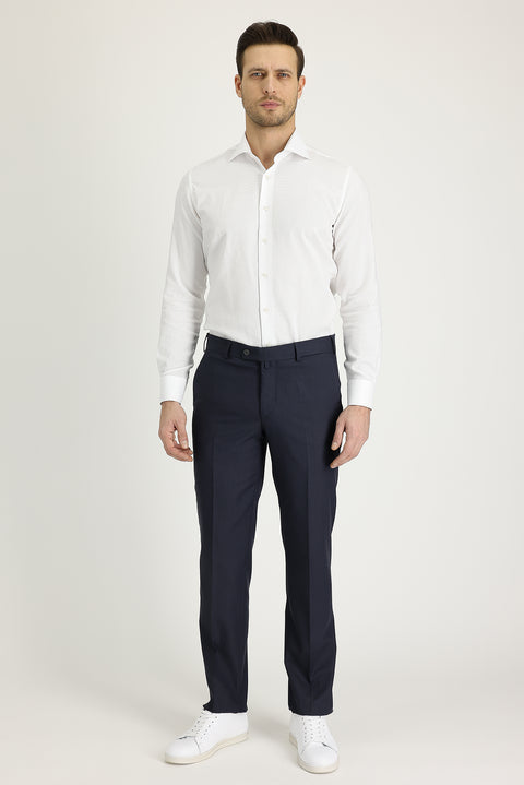 Dark Anthracite 7 Drop Slim Fit Classic Patterned Lycra Fabric Trousers