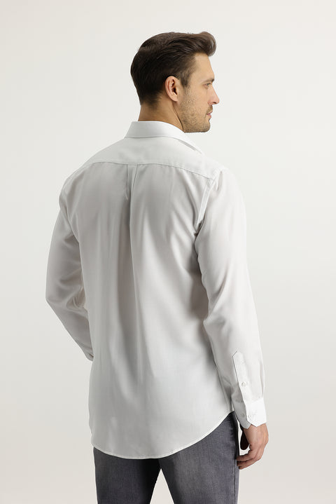 White Long Sleeve Relaxed Fit Comfortable Cut Lyocell Shirt