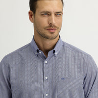 Medium Navy Long Sleeve Regular Fit Plaid Shirt