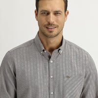 Medium Brown Long Sleeve Regular Fit Plaid Shirt