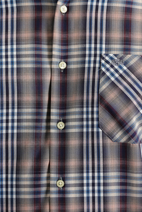 Dark Burgundy Long Sleeve Regular Fit Plaid Cotton Button-Down Collar Shirt