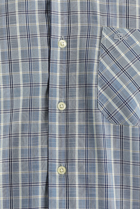 Light Blue Long Sleeve Regular Fit Plaid Button-Down Shirt