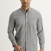 Light Mink Long Sleeve Regular Fit Plaid Button-Down Shirt