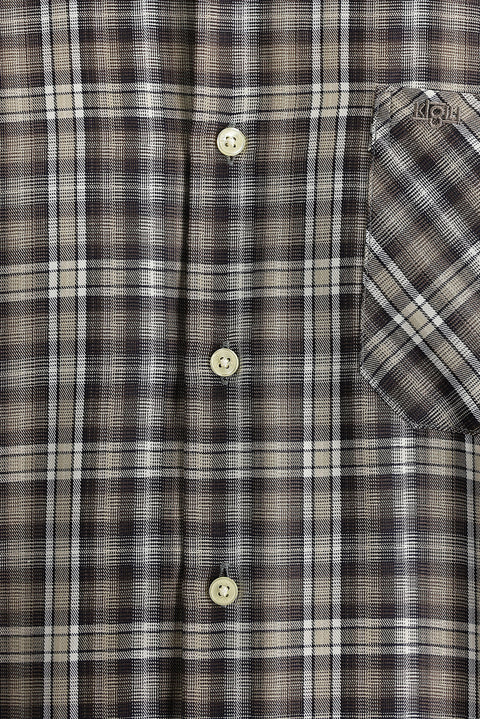 Medium Brown Long Sleeve Regular Fit Plaid Shirt