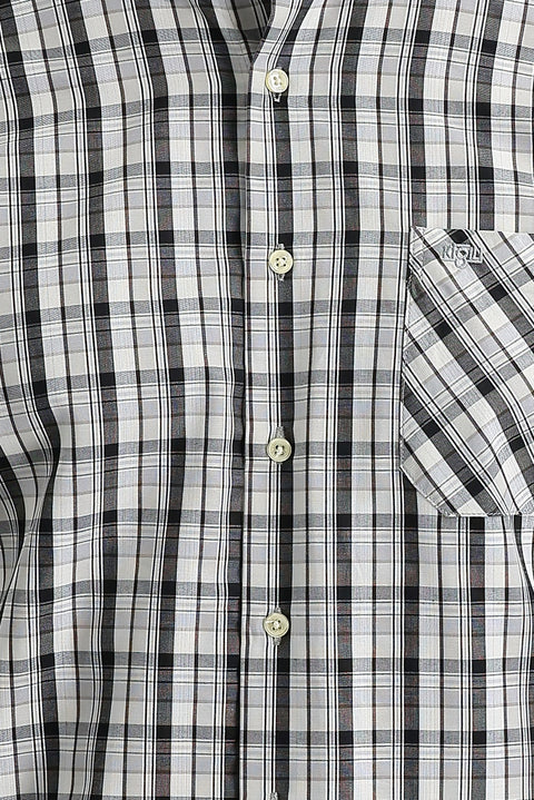 Black Long Sleeve Regular Fit Plaid Cotton Easy-Iron Shirt