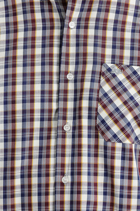 Light Burgundy Long Sleeve Regular Fit Plaid Shirt