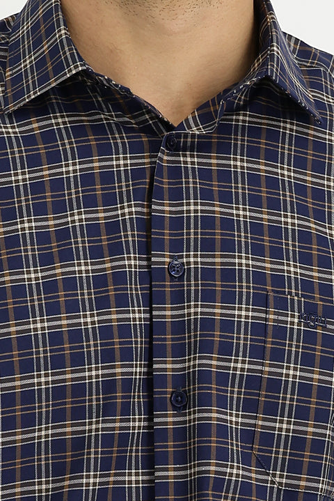 Light Brown Long Sleeve Regular Fit Plaid Shirt
