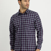 Light Red Long Sleeve Regular Fit Plaid Shirt