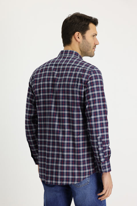 Light Red Long Sleeve Regular Fit Plaid Shirt