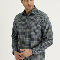 Dark Brown Long Sleeve Regular Fit Plaid Shirt