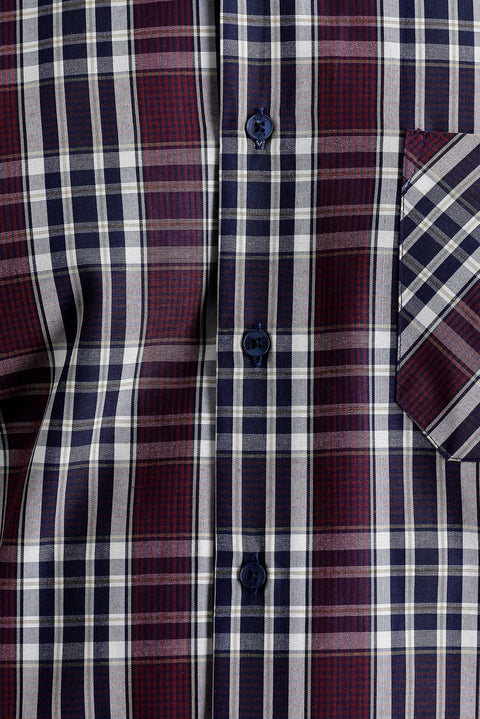 Light Burgundy Long Sleeve Regular Fit Plaid Shirt