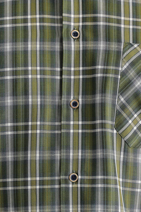 Medium Khaki Long Sleeve Regular Fit Plaid Shirt
