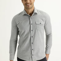 Light Grey Long Sleeve Slim Fit Lumberjack Sport Shirt