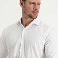 White Long Sleeve Slim Fit Narrow Cut Cuffed Cotton Easy Iron Shirt