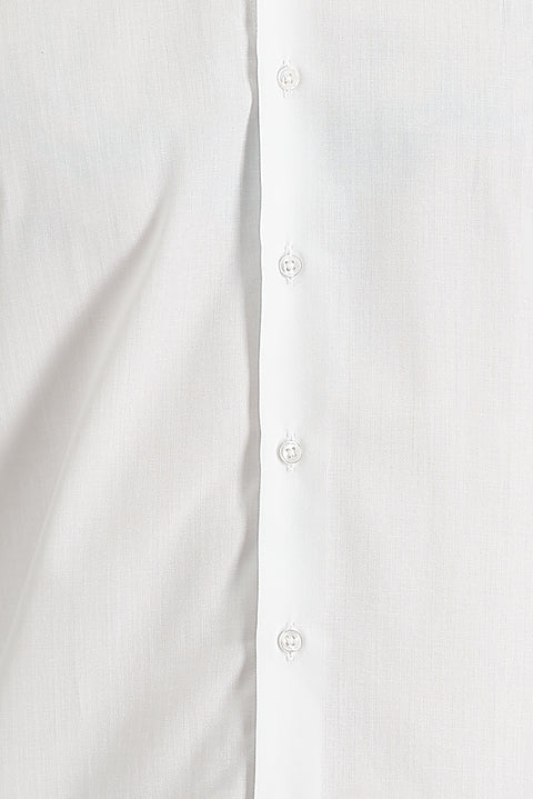 White Long Sleeve Slim Fit Narrow Cut Cuffed Cotton Easy Iron Shirt
