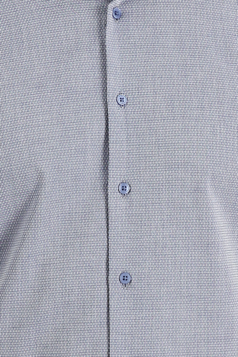 Medium Navy Long Sleeve Slim Fit Narrow Cut Classic Patterned Cotton Shirt